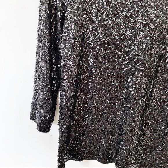 J.‎ Crew Black Sequin 3/4 Sleeve Blouse - Picture 3 of 7